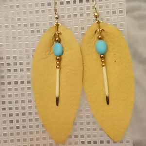 Leather teardrop earring